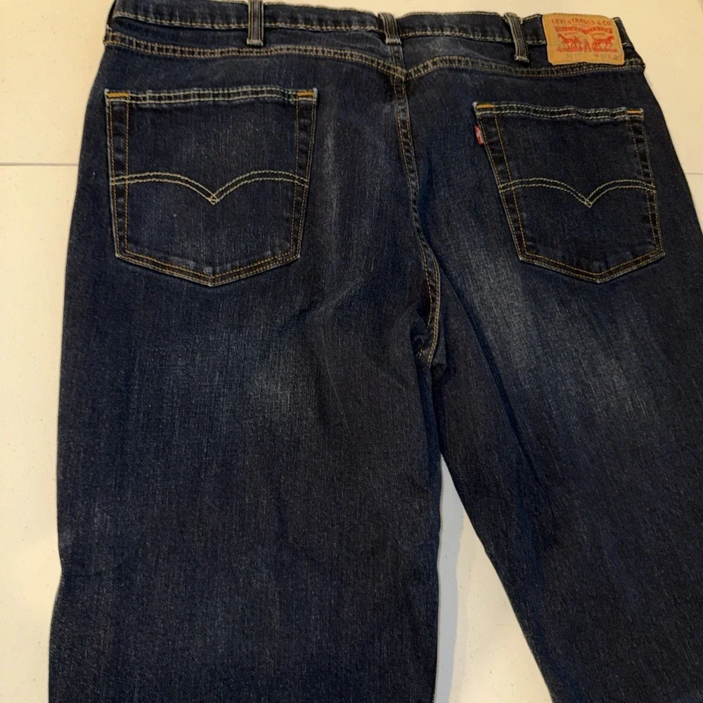 Levis 541 Athletic Fit Stretch Jeans Men's Sz 40W 30L Blue Dark Wash Water Marks